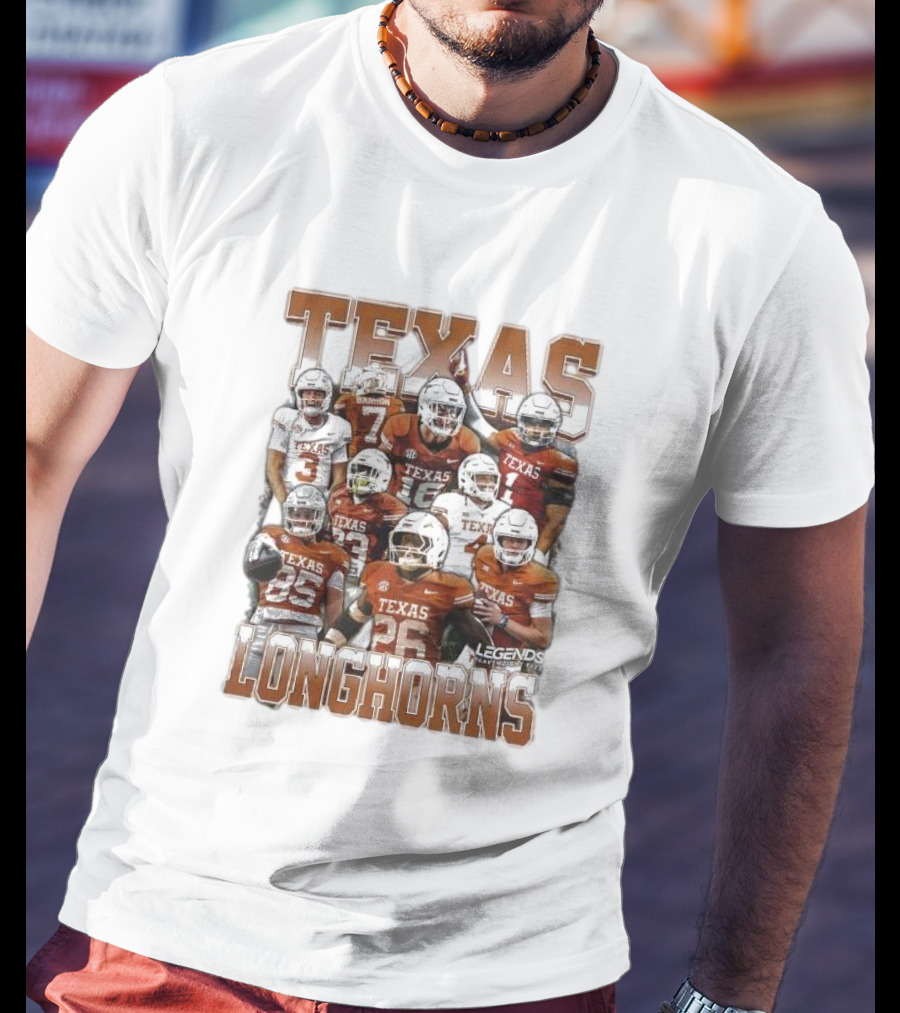 Texas Longhorns Football Legends Heavy Weight Team Players T-Shirt