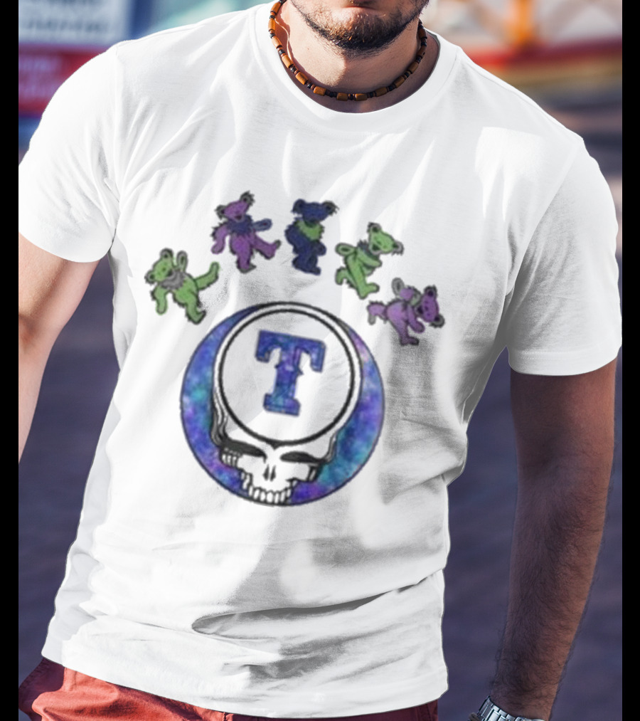 Texas Rangers Grateful Dead Night 2025 Skull Dancing Bears Baseball T-Shirt