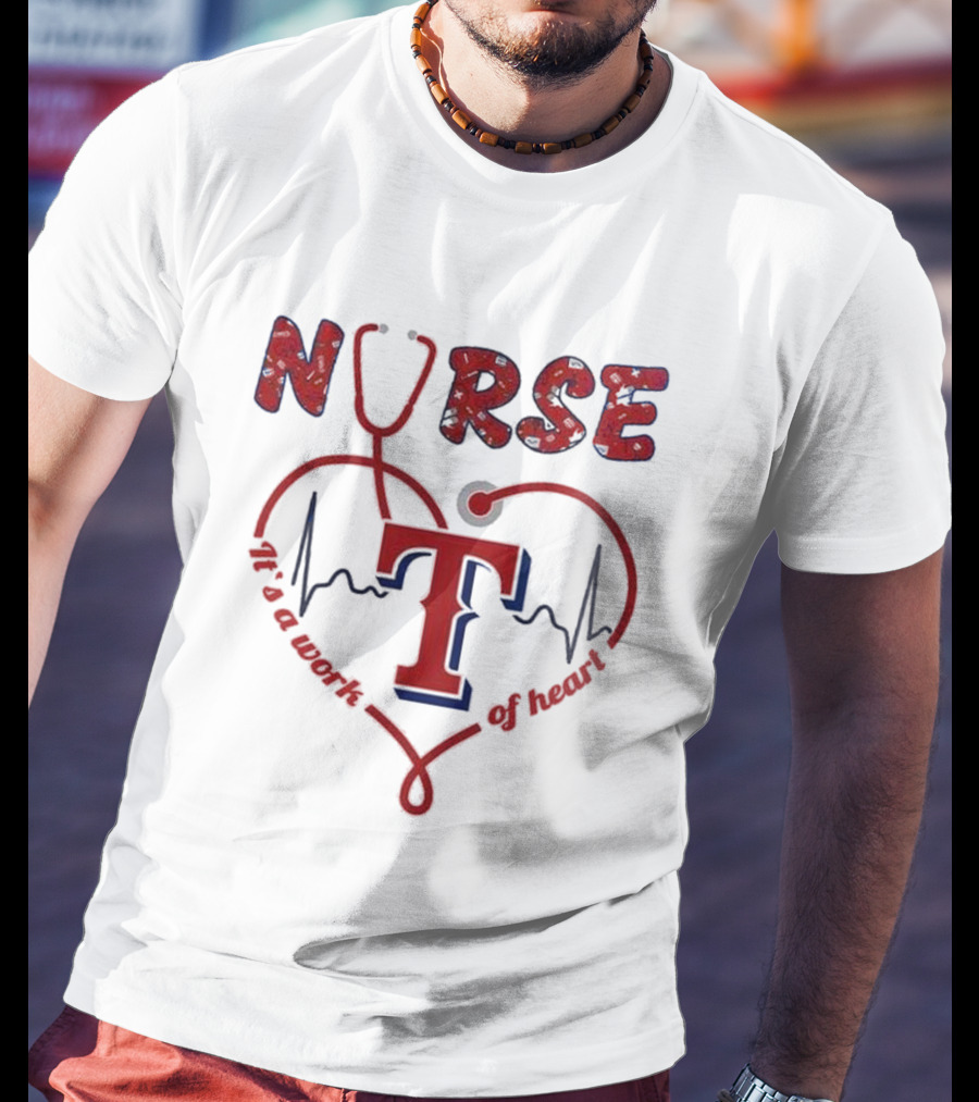 Texas Rangers Nurse Heartbeat Stethoscope 2025 Appreciation T-Shirt