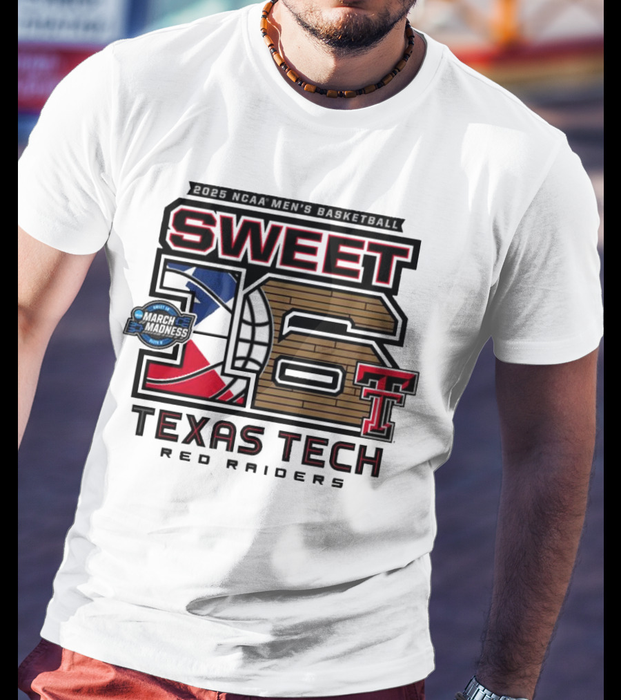 Texas Tech Basketball Sweet 16 Above The Rim 2025 Grey Tri-Blend T-Shirt