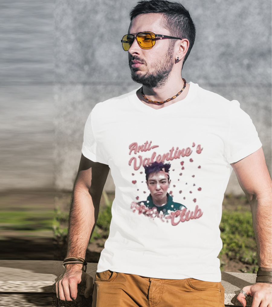 Anti Valentine’s Club Pouting Face Hearts T-Shirt