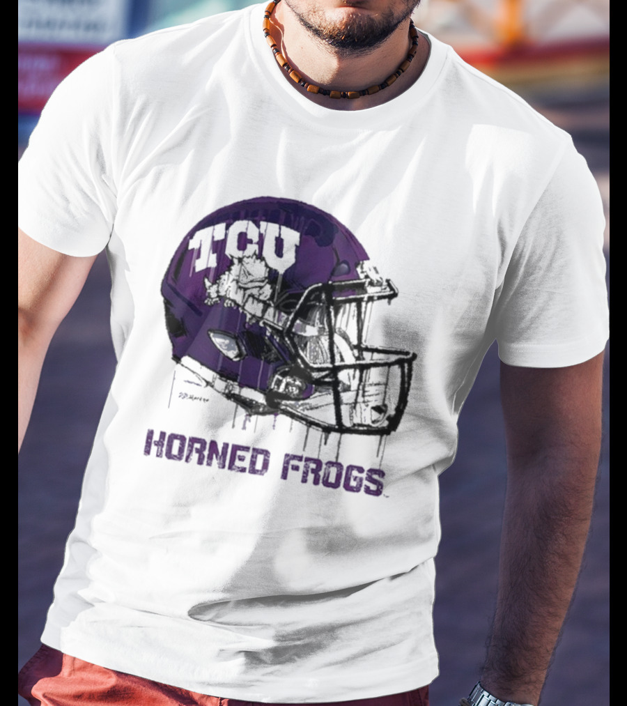 TCU Horned Frogs Dripping Helmet Football T-Shirt