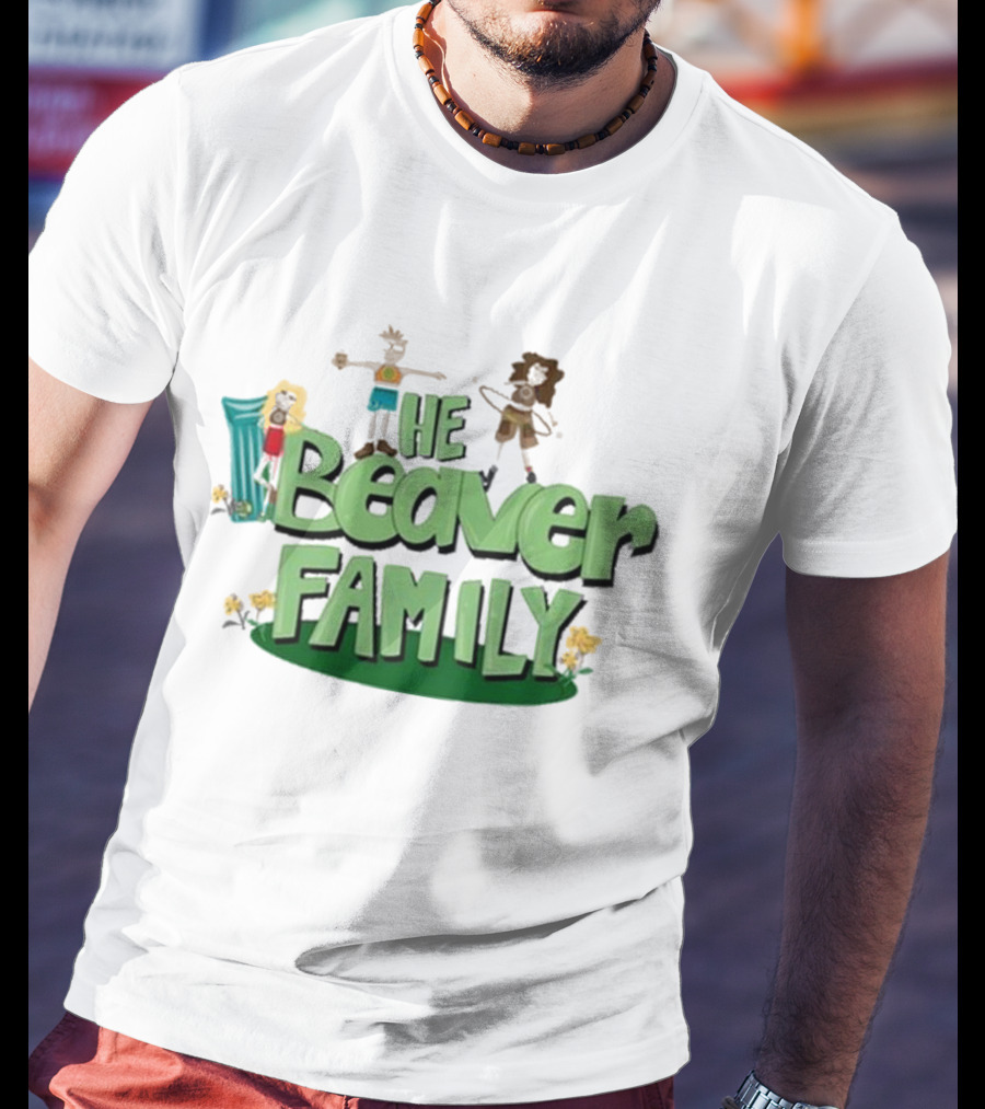 The Beaver Family Characters And Text T-Shirt