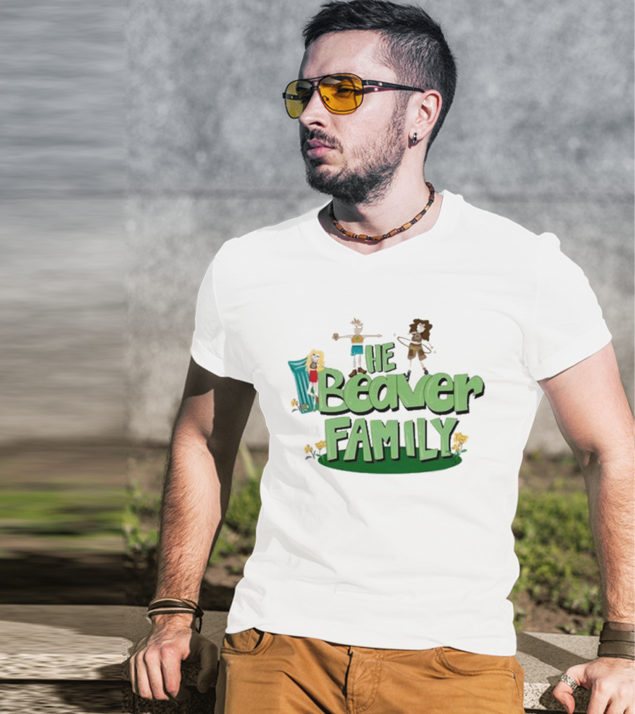 The Beaver Family Characters And Text T-Shirt