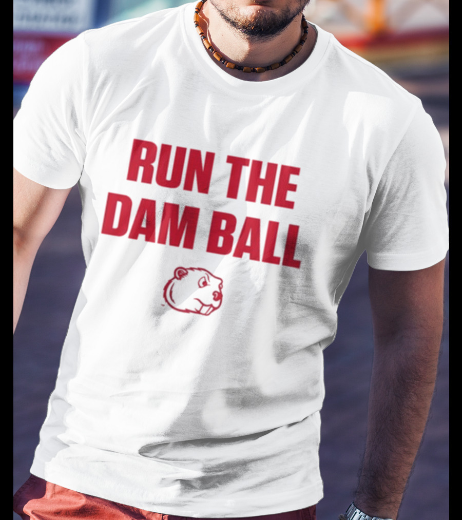 Run The Dam Ball Beaver Minot State T-Shirt