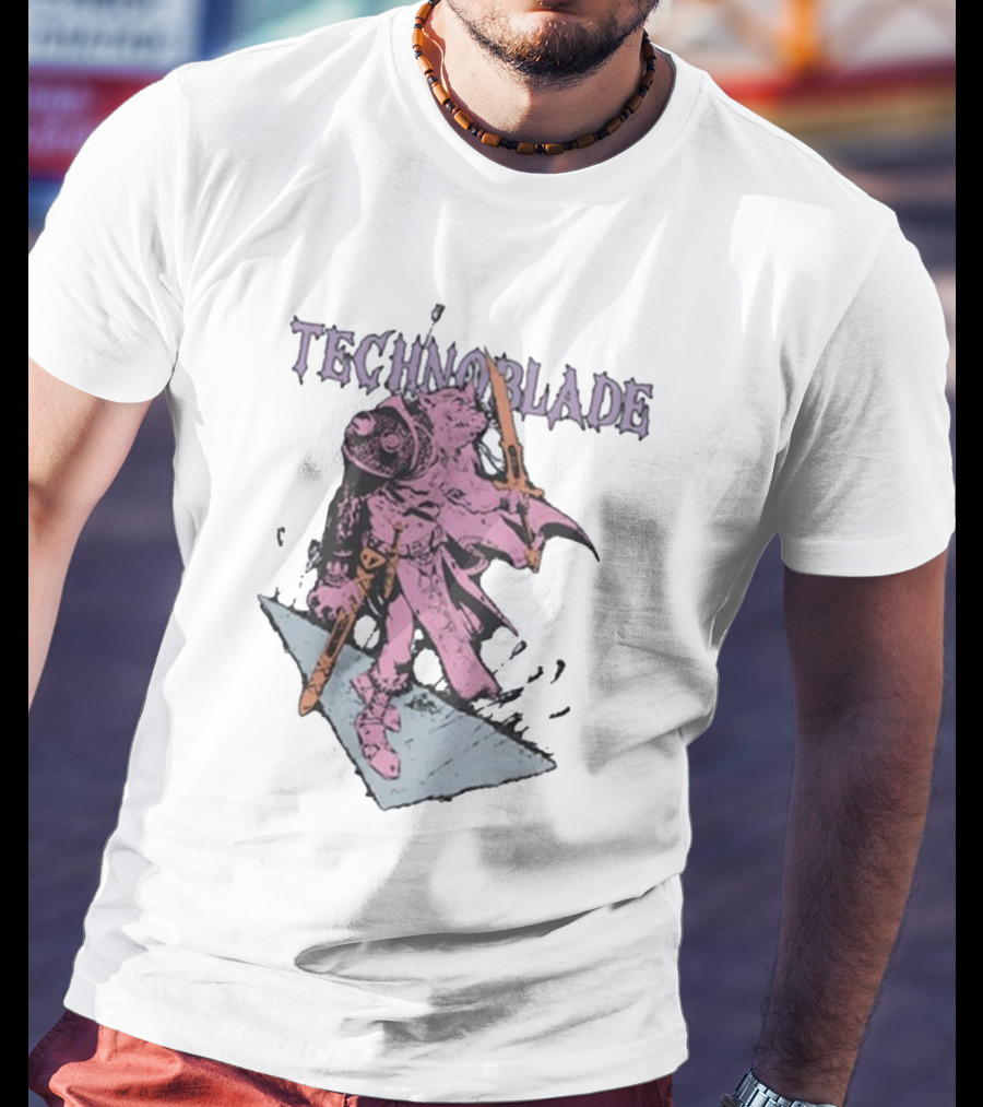 Technoblade Blood God Knight With Sword And Shield T-Shirt