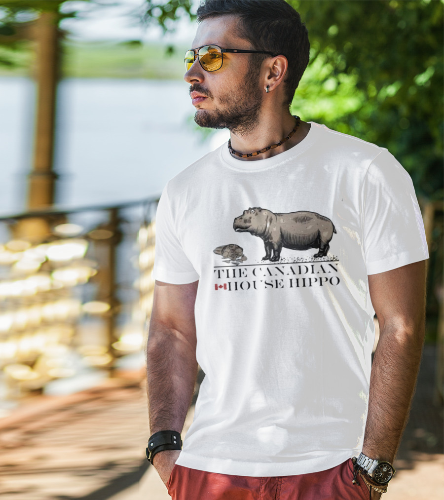 Canadian House Hippo With Turtle And Leaf Icon T-Shirt