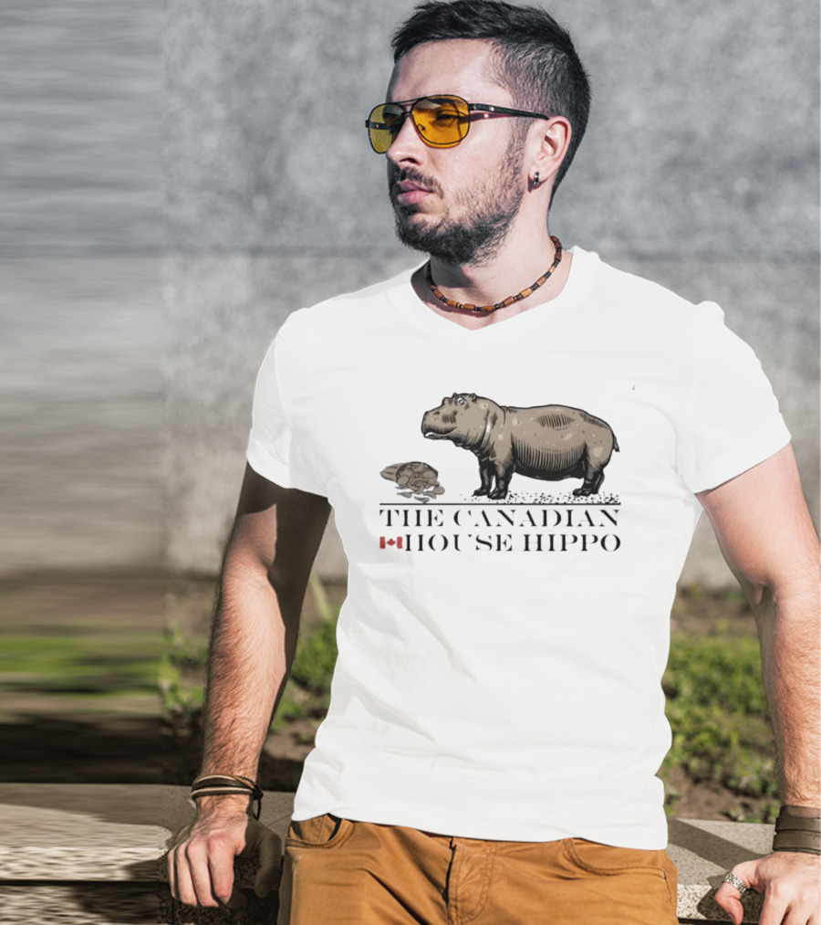 Canadian House Hippo With Turtle And Leaf Icon T-Shirt