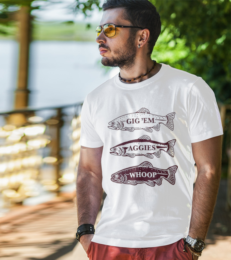 Texas A&M Aggies Gig 'Em Whoop Fish Trio T-Shirt