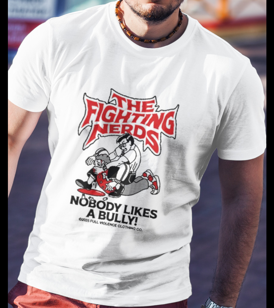 The Fighting Nerds Nobody Likes A Bully Cartoon Robot Battle T-Shirt