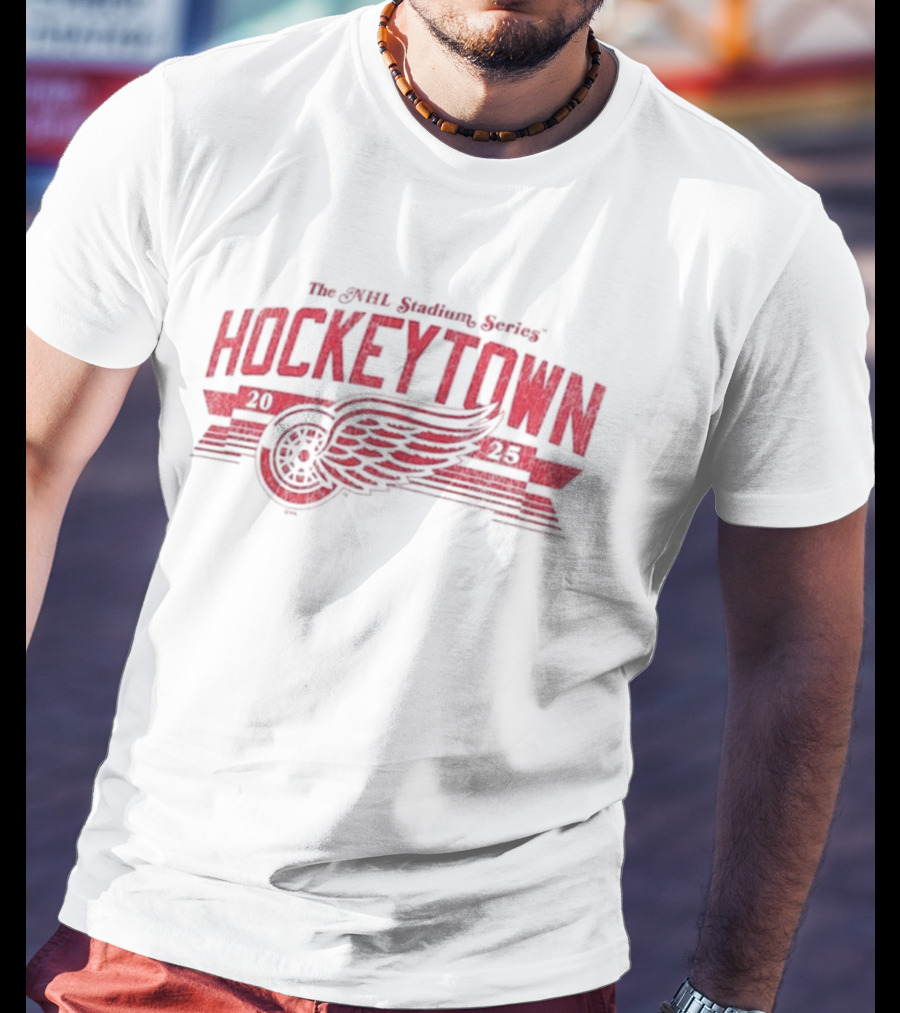 The NHL Stadium Series Hockeytown 2025 Winged Wheel T-Shirt