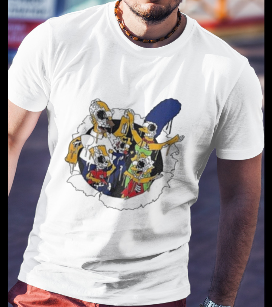 Zombie Family Simpsons Characters Dripping Melting Style T-Shirt