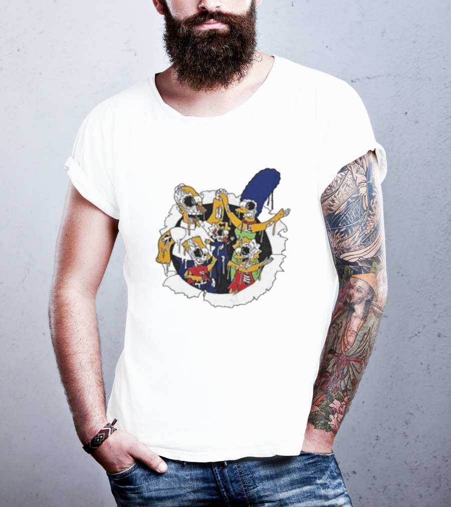 Zombie Family Simpsons Characters Dripping Melting Style T-Shirt