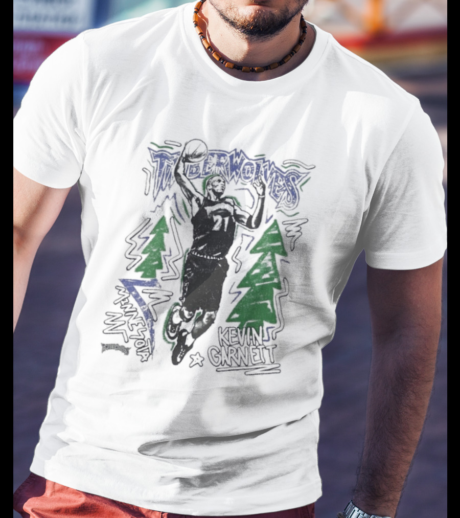 Minnesota Timberwolves Hardwood Kevin Garnett 21 Basketball Legend T-Shirt