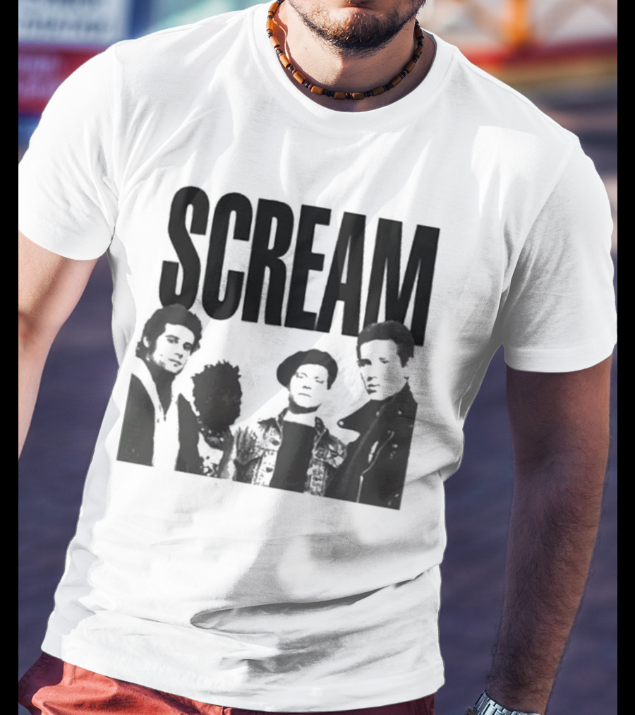 SCREAM Logo With Cartoon Band Graphic T-Shirt
