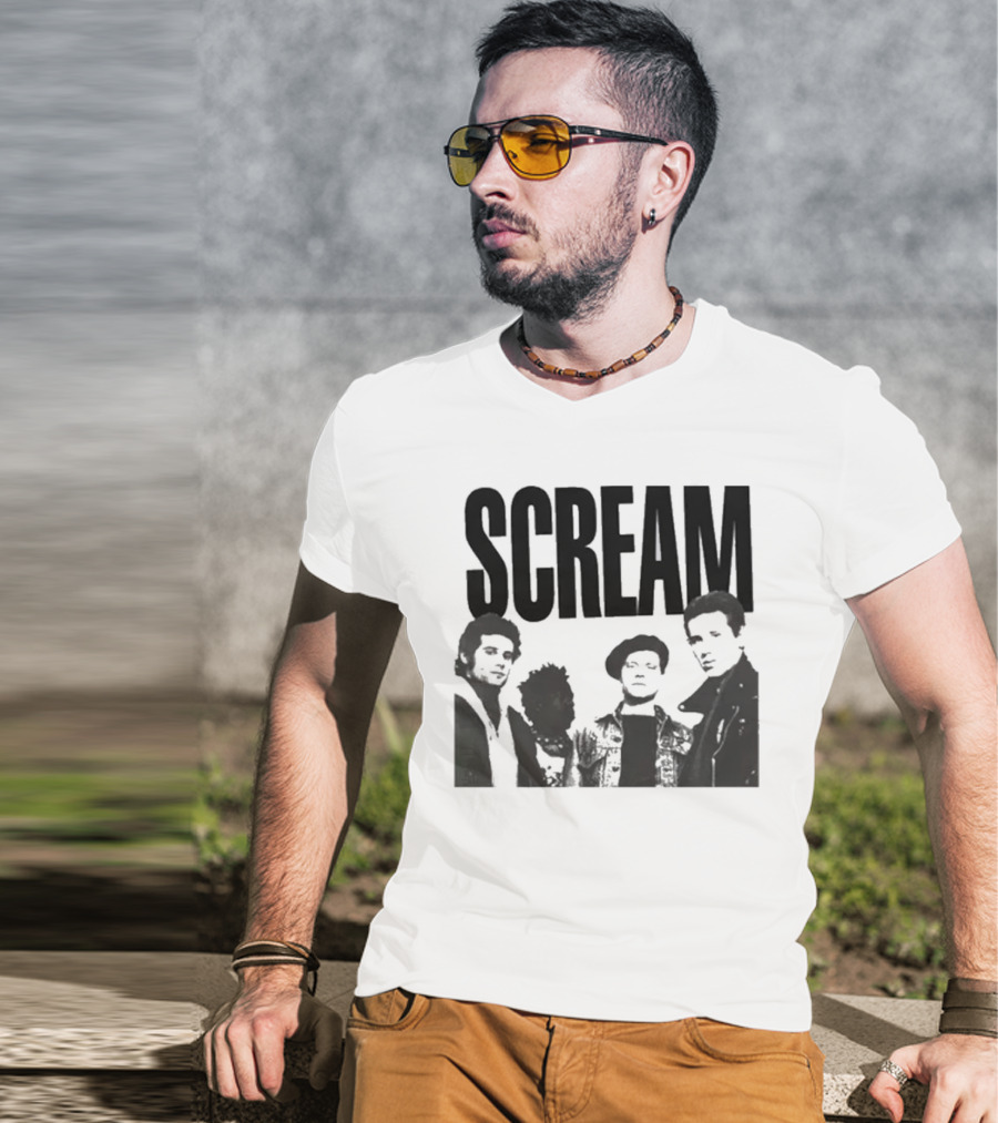SCREAM Logo With Cartoon Band Graphic T-Shirt