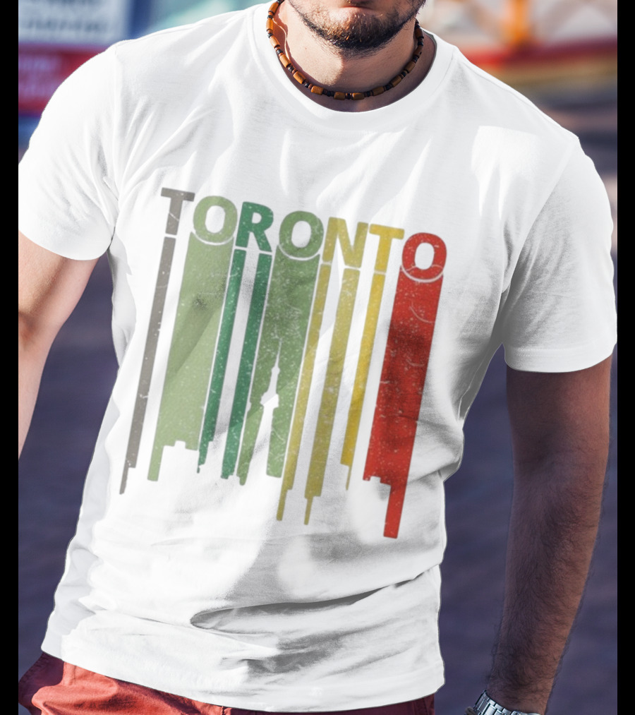 Retro Toronto Skyline Colorful Vertical Lines T-Shirt