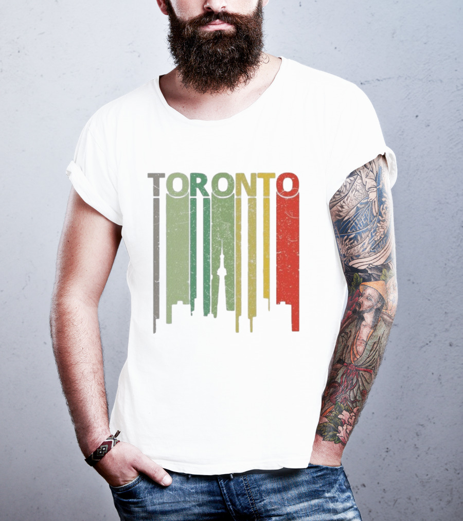 Retro Toronto Skyline Colorful Vertical Lines T-Shirt
