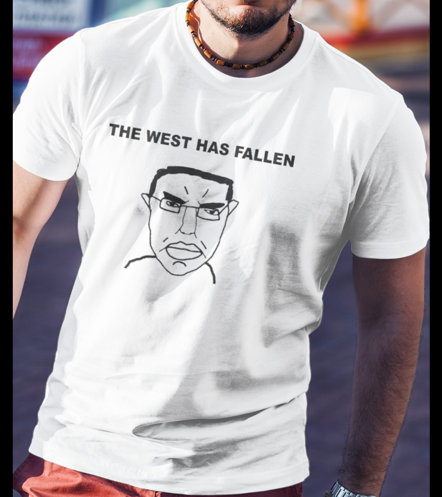 The West Has Fallen Wojak Meme Black Text T-Shirt