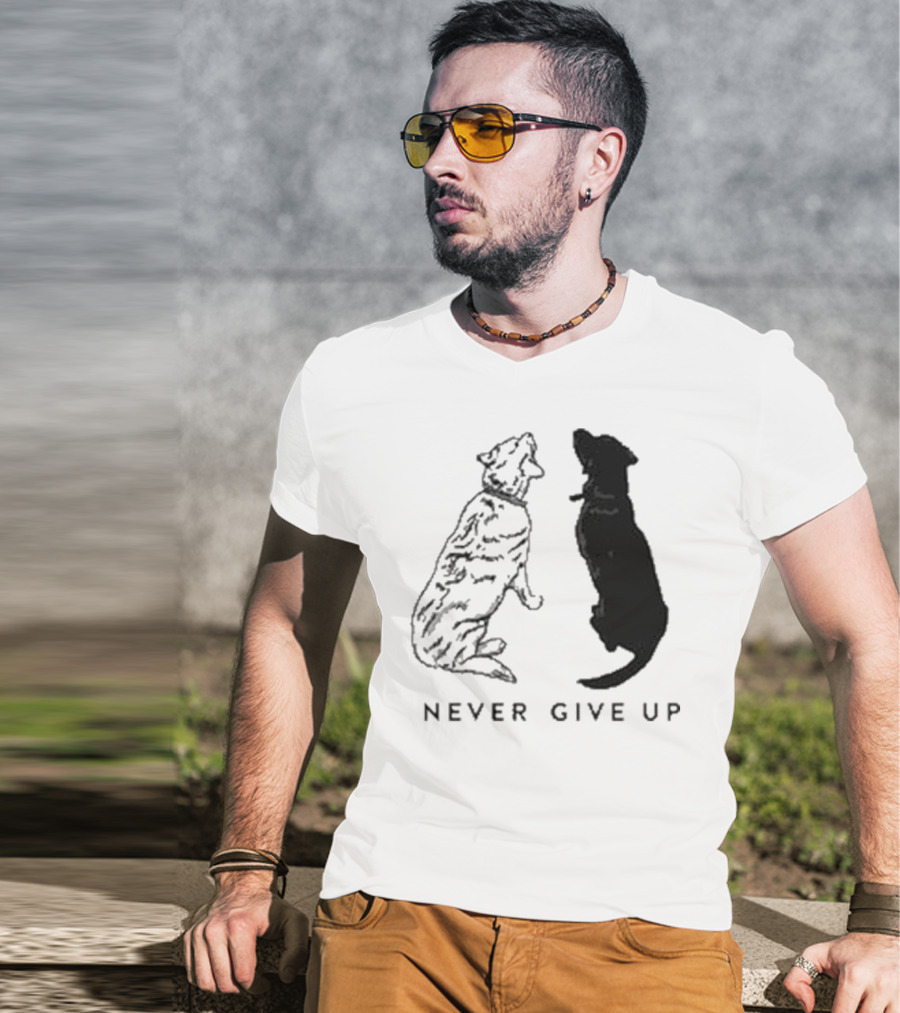 Never Give Up Dog Silhouettes Tors T-Shirt