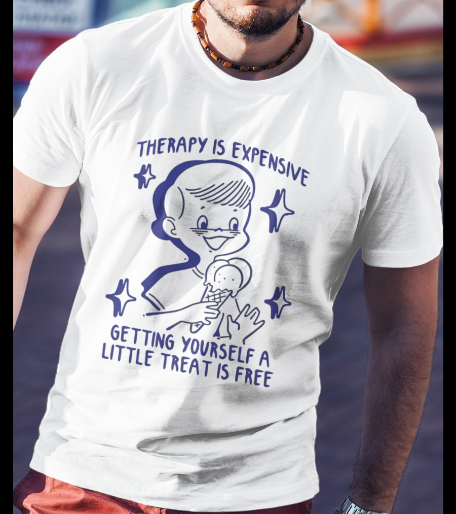 Therapy Is Expensive Getting Yourself A Little Treat Is Free Nostalgic Ice Cream Boy T-Shirt