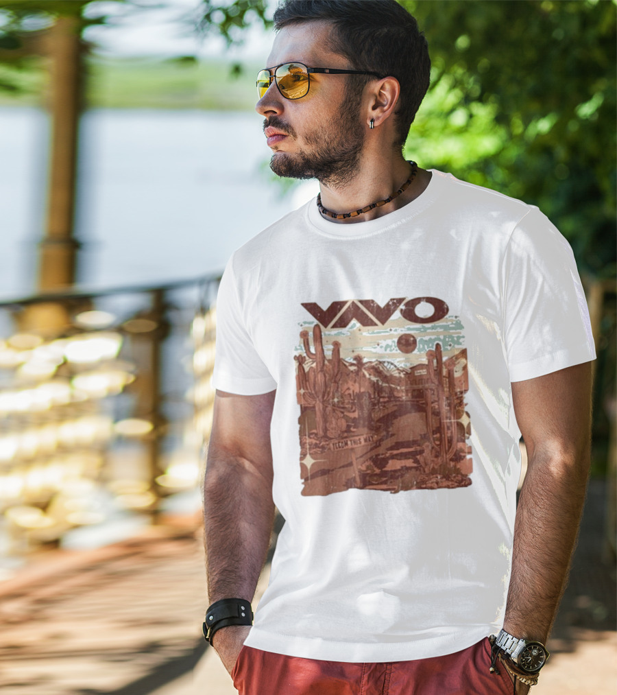 Vavo Cactus Desert Scene Neon Honky Tonk Midweight T-Shirt