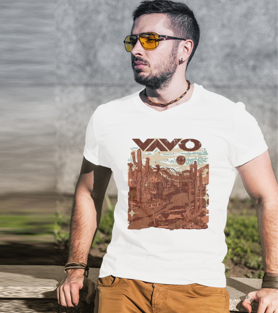 Vavo Cactus Desert Scene Neon Honky Tonk Midweight T-Shirt