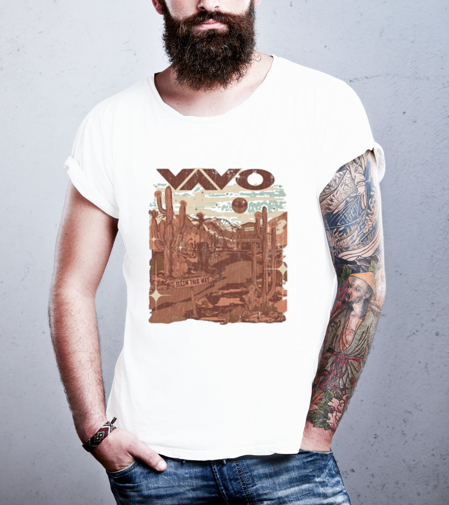 Vavo Cactus Desert Scene Neon Honky Tonk Midweight T-Shirt