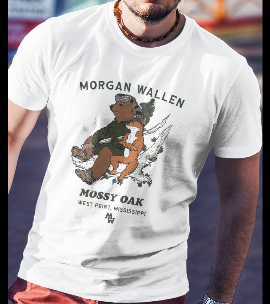 Morgan Wallen Bear And Fox With Mossy Oak West Point Mississippi T-Shirt