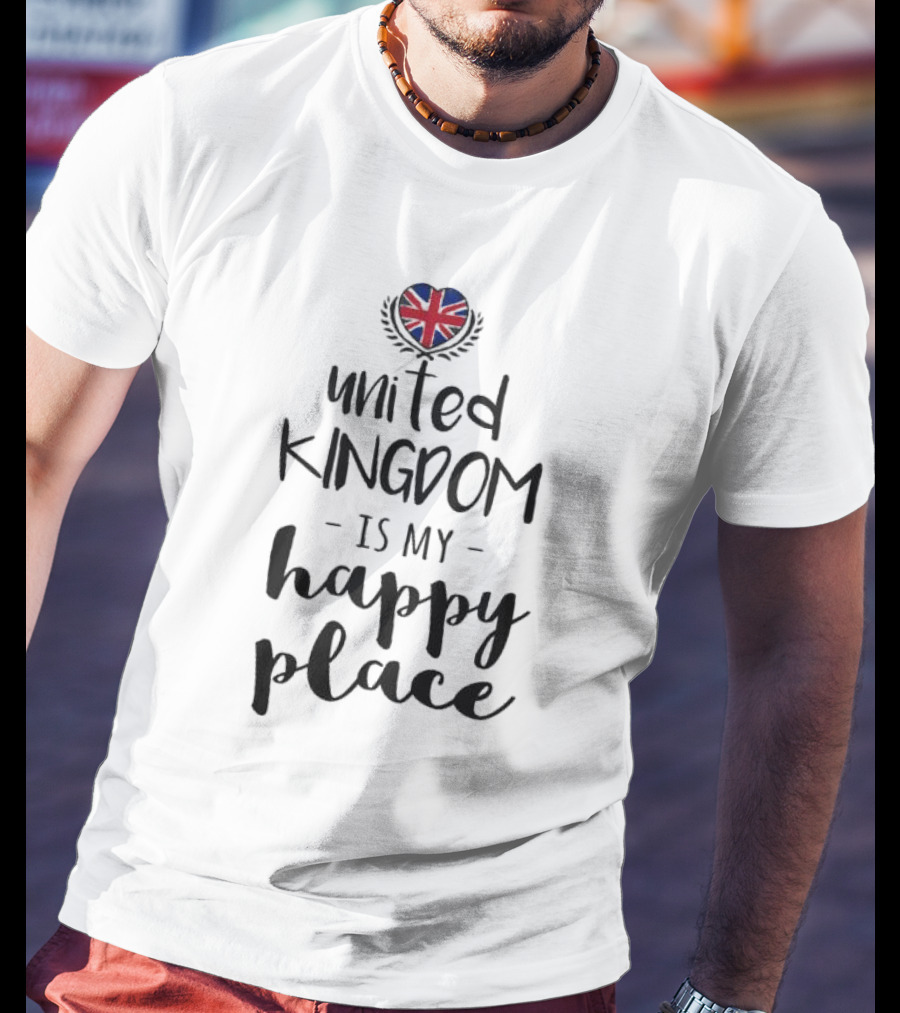 Union Jack Heart United Kingdom Is My Happy Place T-Shirt