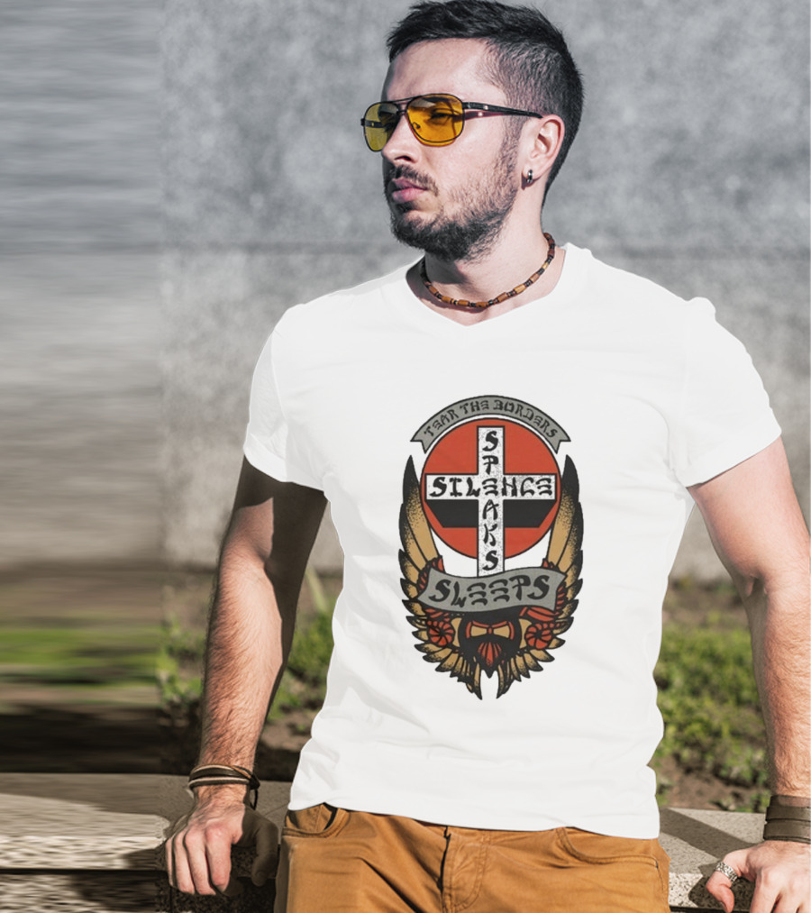 Tear The Borders Silence Speaks While She Sleeps Wings Cross Emblem T-Shirt