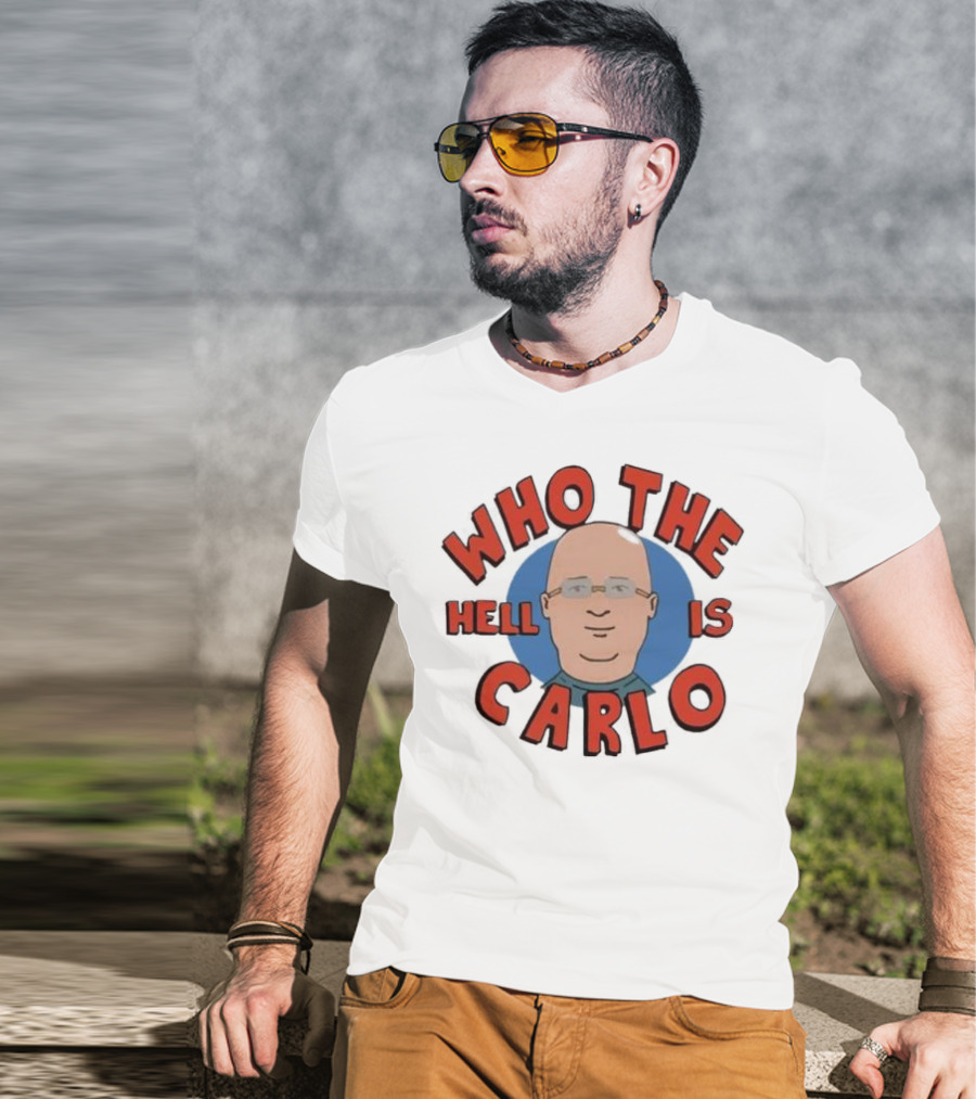 Who The Hell Is Carlo Bald Cartoon Drawing T-Shirt