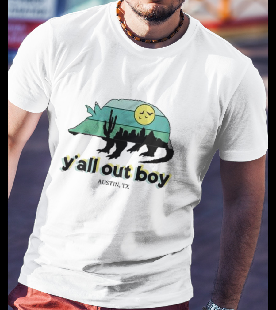 Fall Out Boy Y’All Out Boy Austin TX Skyline Cactus Desert Sun Icon T-Shirt