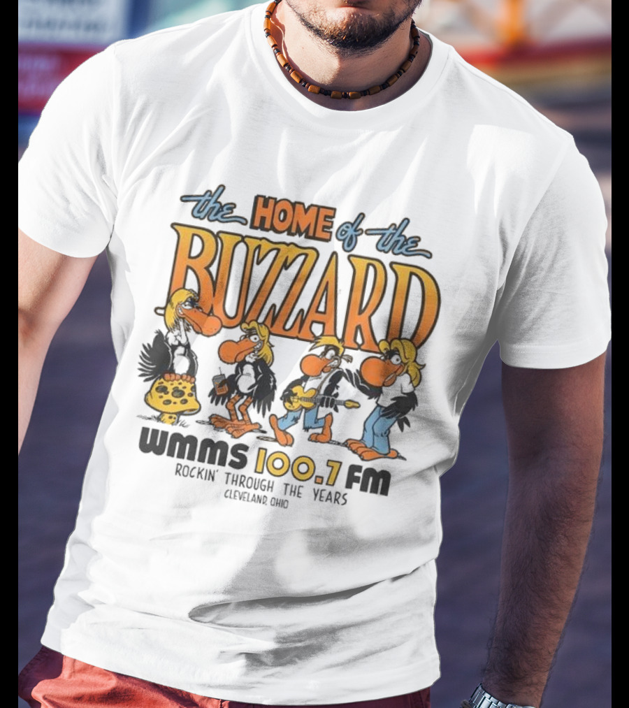 WMMS 100.7 FM The Home Of The Buzzard Rockin' Through The Years Cleveland Ohio T-Shirt