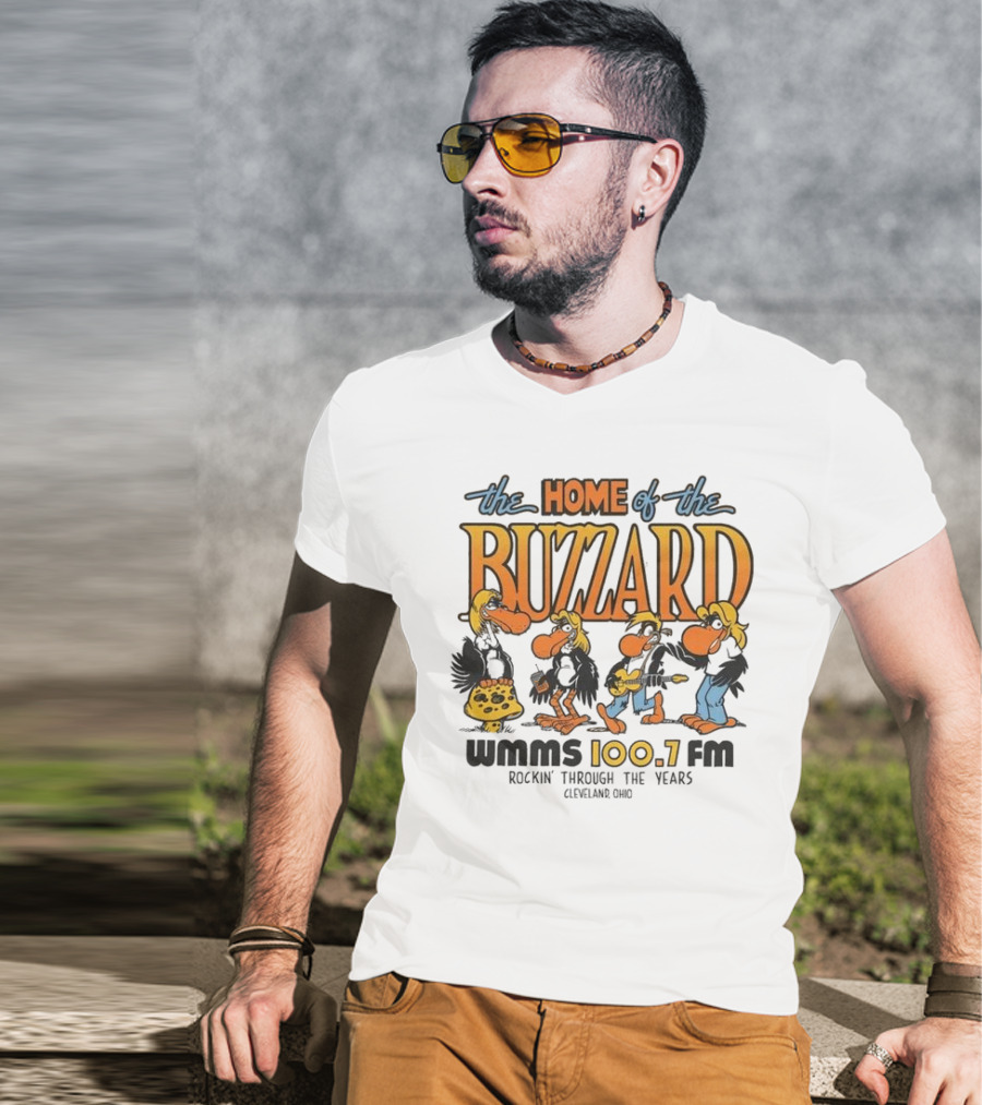 WMMS 100.7 FM The Home Of The Buzzard Rockin' Through The Years Cleveland Ohio T-Shirt