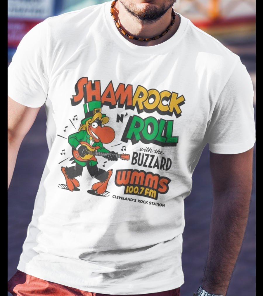 Shamrock N Roll With The Buzzard WMMS 100.7 FM Cleveland's Rock Station T-Shirt