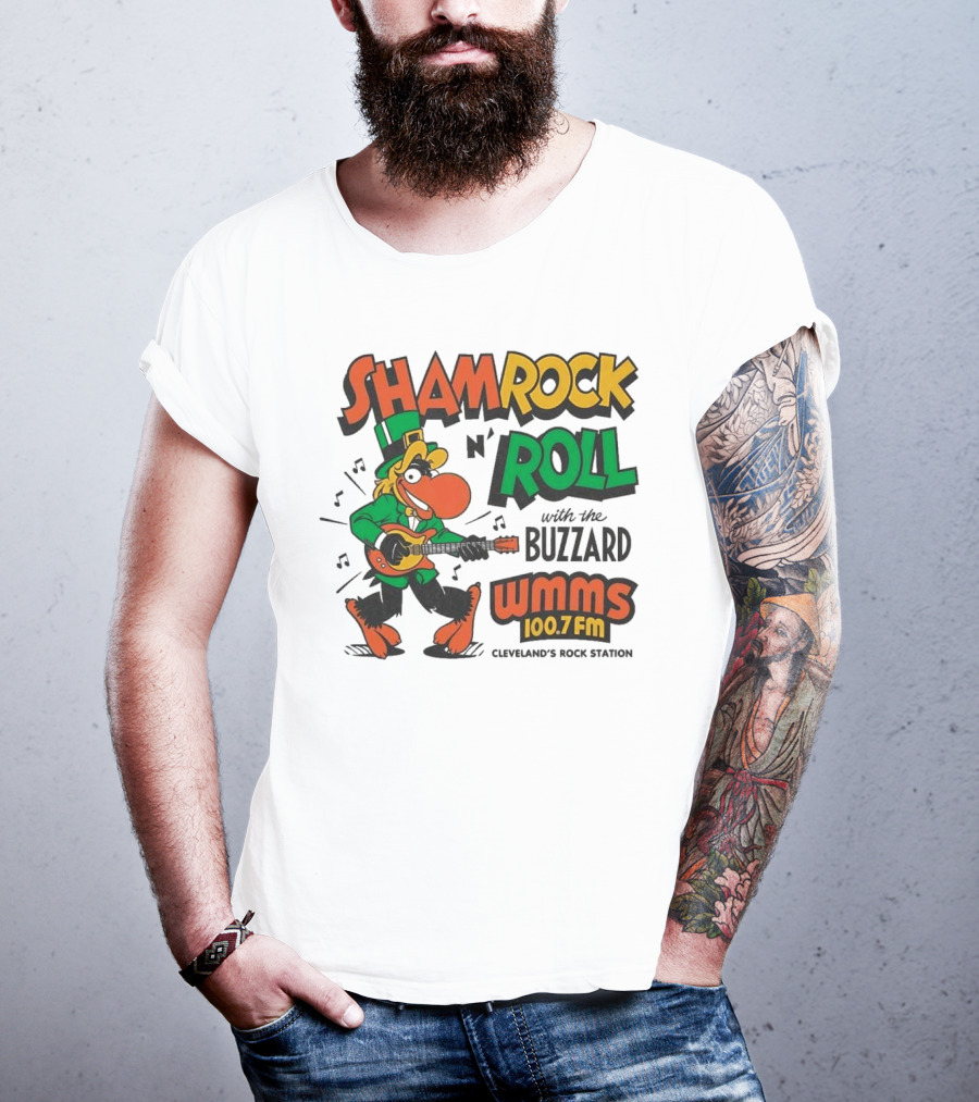 Shamrock N Roll With The Buzzard WMMS 100.7 FM Cleveland's Rock Station T-Shirt