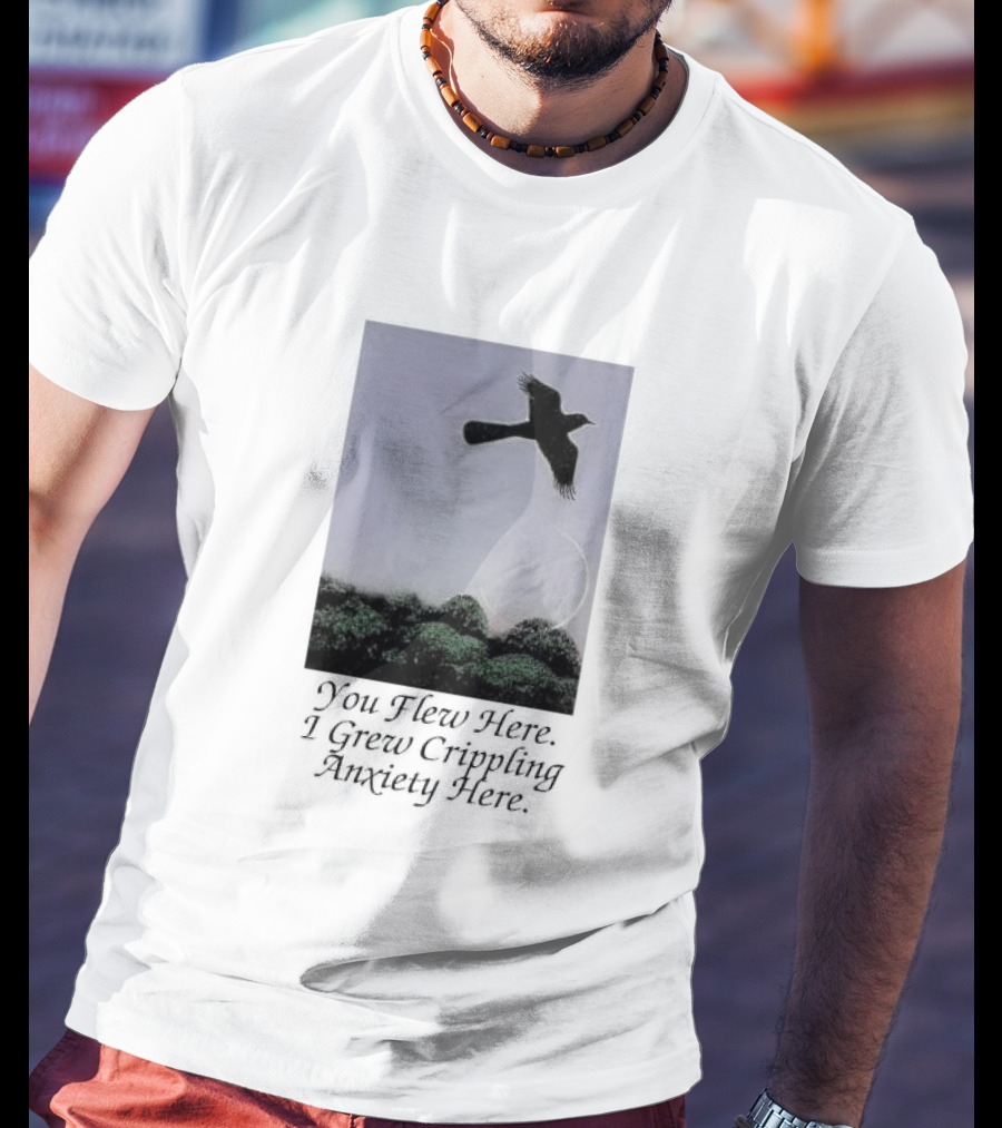 You Flew Here I Grew Crippling Anxiety Here Plane And Nature Scene T-Shirt