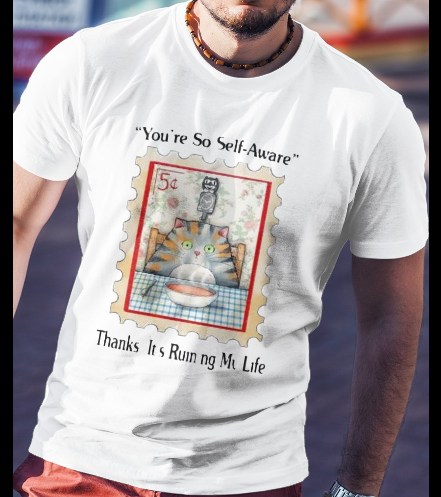 You’re So Self Aware Cat With Soup And Owl Stamp Thanks It’s Ruining My Life T-Shirt