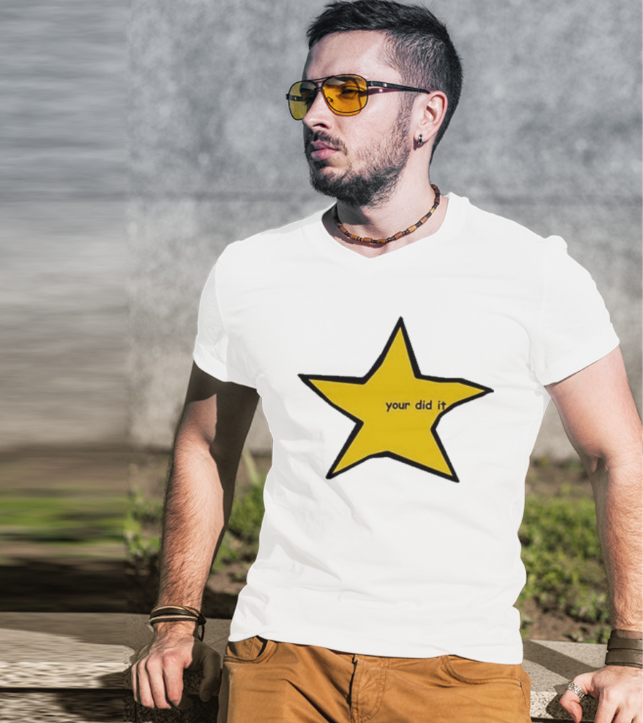 Your Did It Star Yellow Five-Point Shape T-Shirt