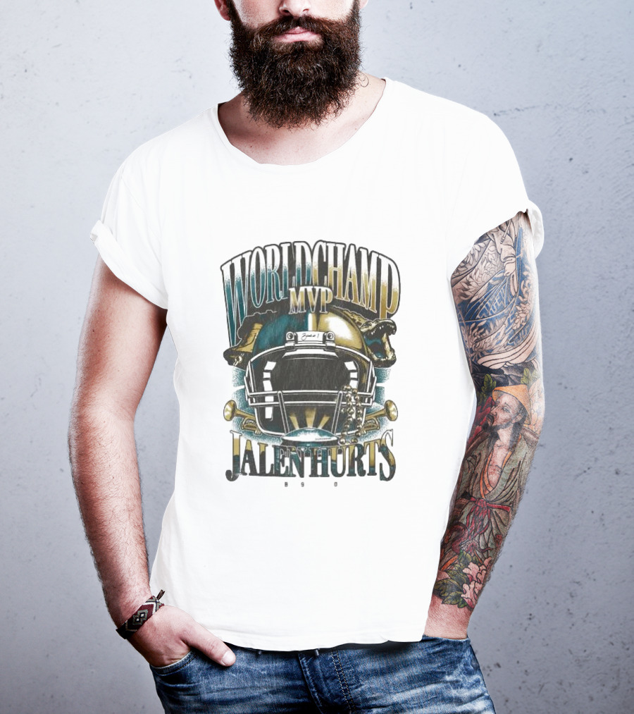 World Champ MVP Jalen Hurts Helmet Design T-Shirt