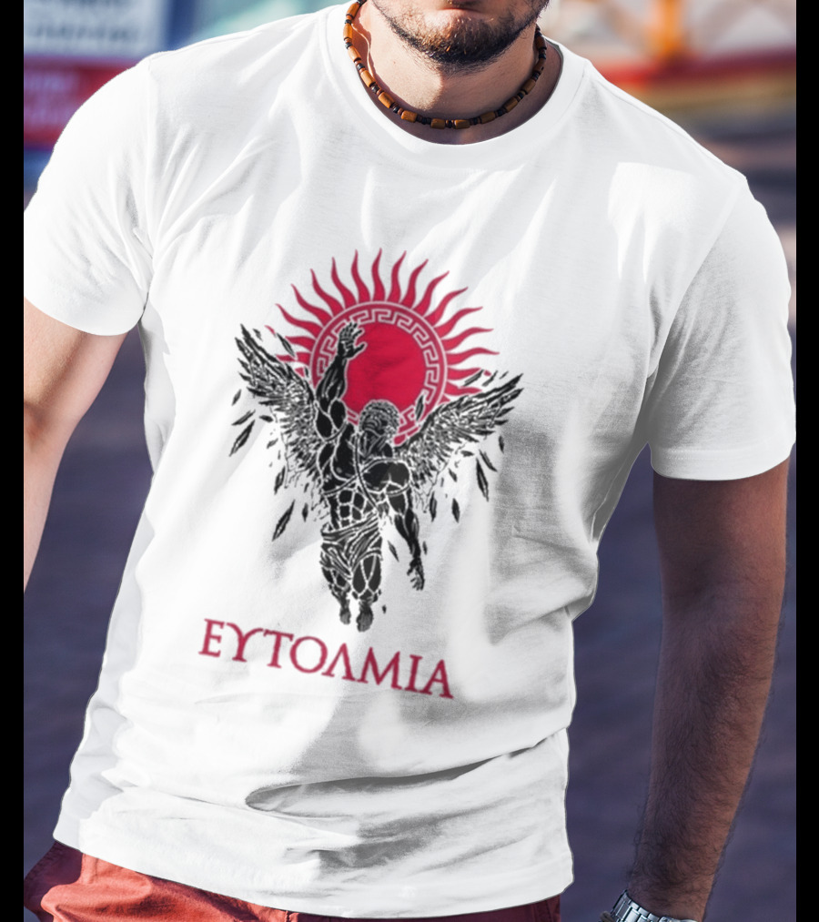 Ευτολμια Fearless Winged Figure With Radiant Sun Symbol T-Shirt