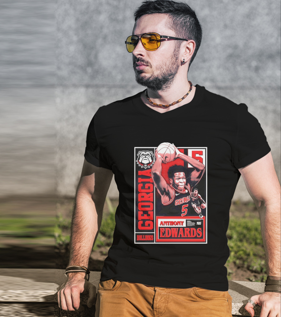 Anthony Edwards Georgia Bulldogs Basketball 5 NBA Draft T-Shirt
