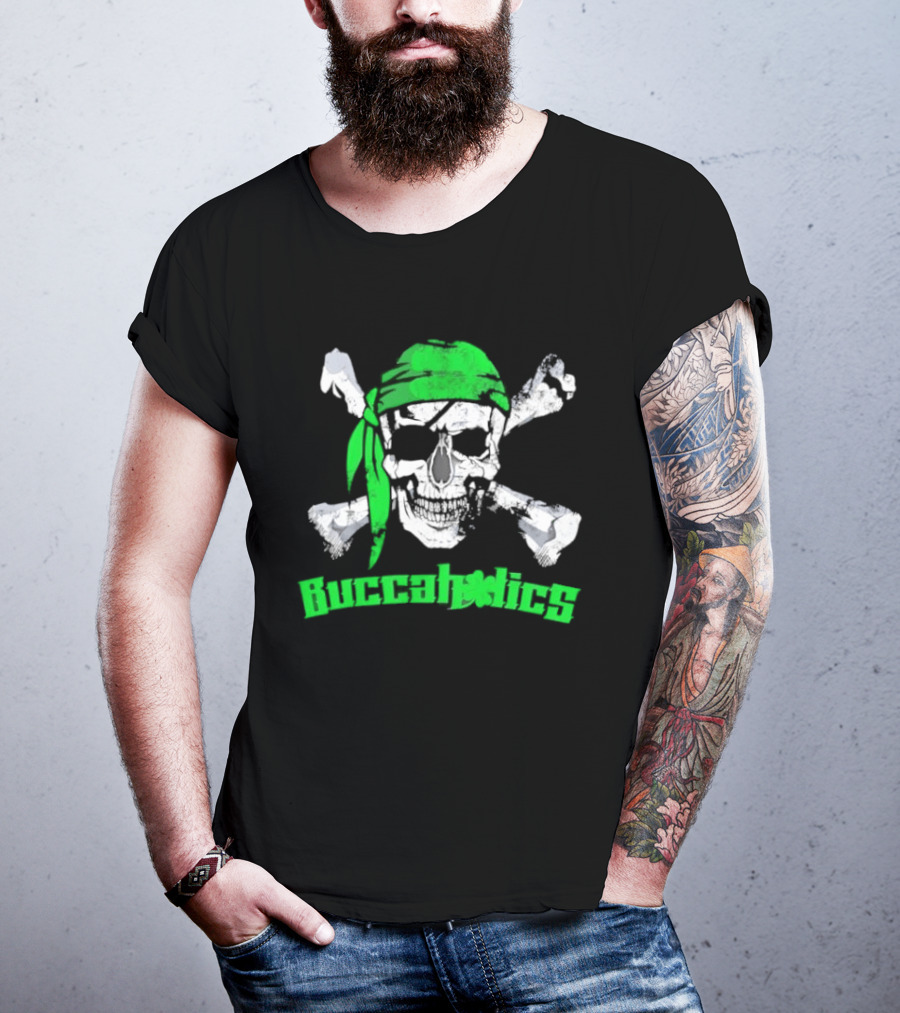 Buccaholics Green Pirate Skull Crossbones Bandana T-Shirt