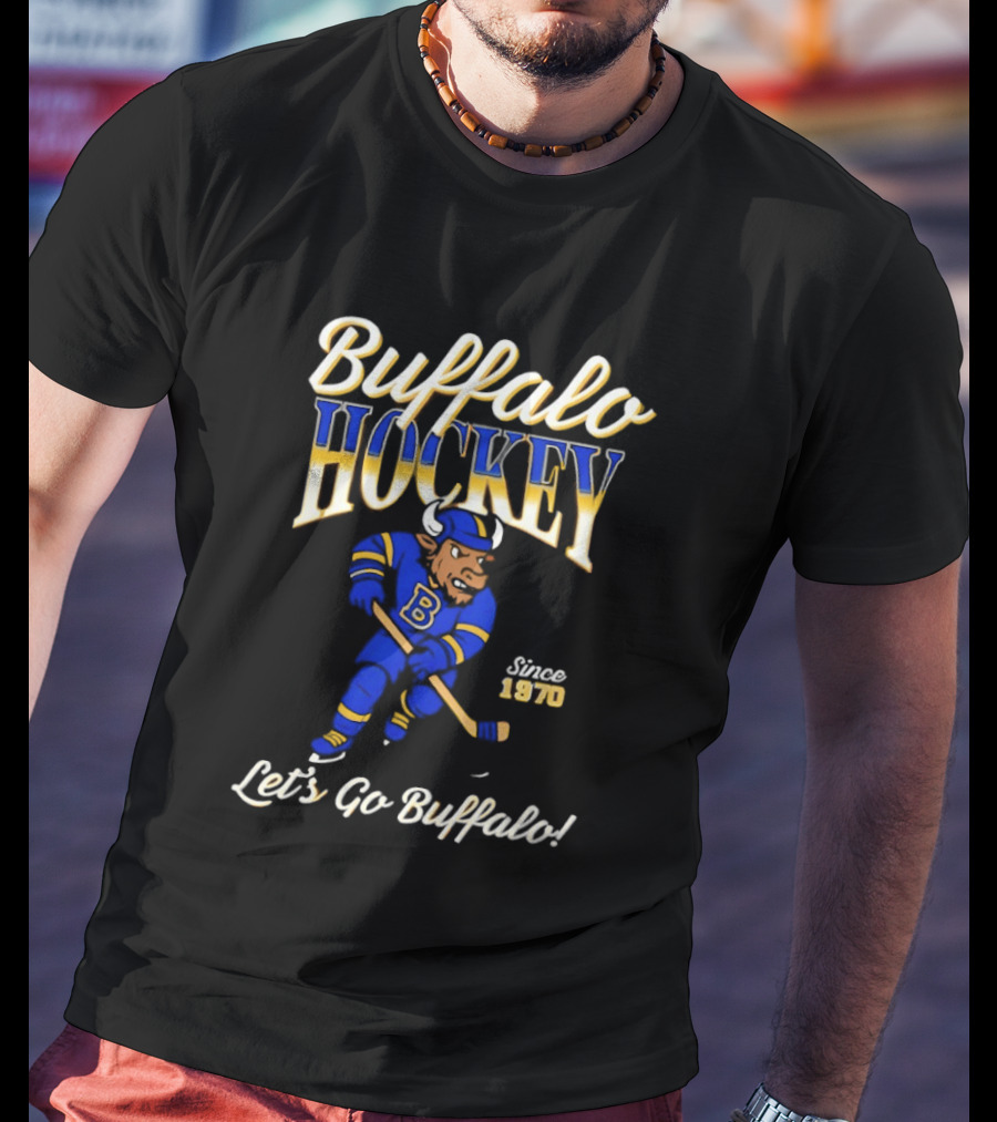 Buffalo Hockey Let's Go Buffalo Since 1970 Blue Bull T-Shirt