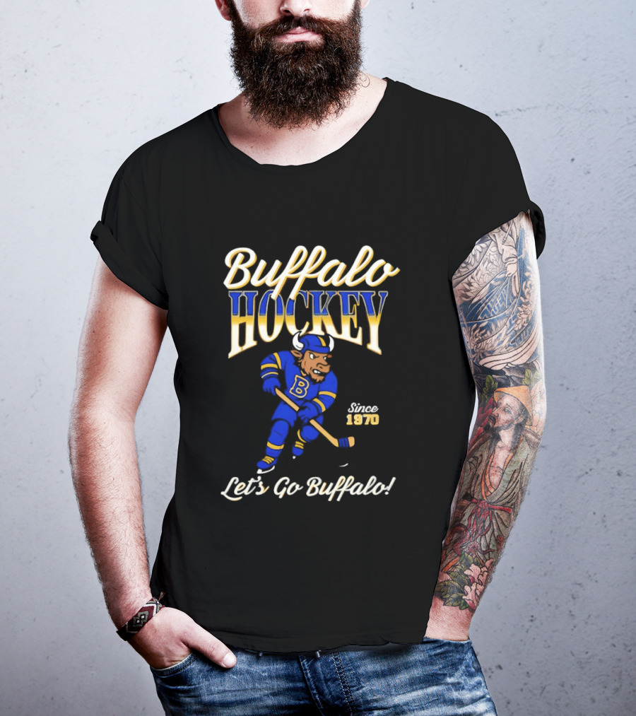 Buffalo Hockey Let's Go Buffalo Since 1970 Blue Bull T-Shirt