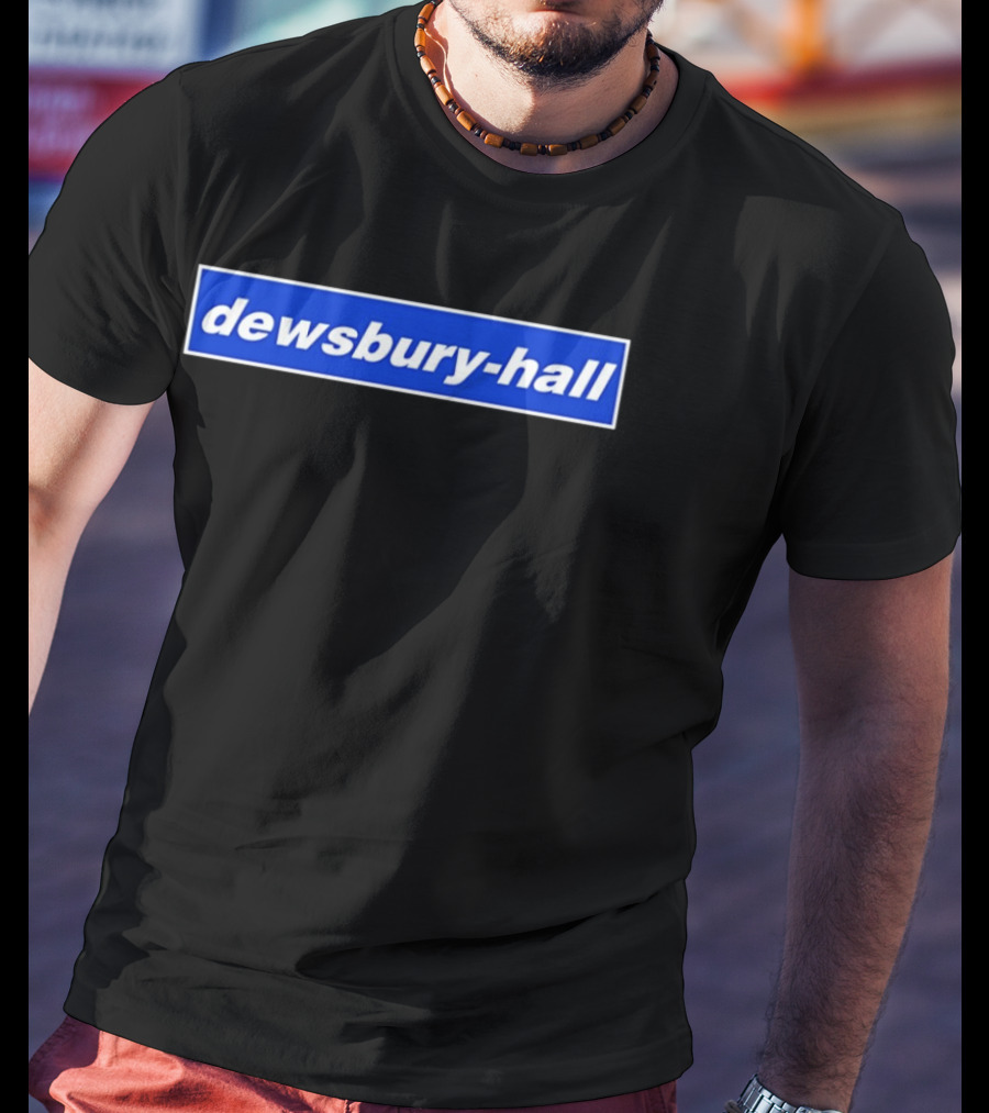 Dewsbury Hall Bold White Text On Blue T-Shirt
