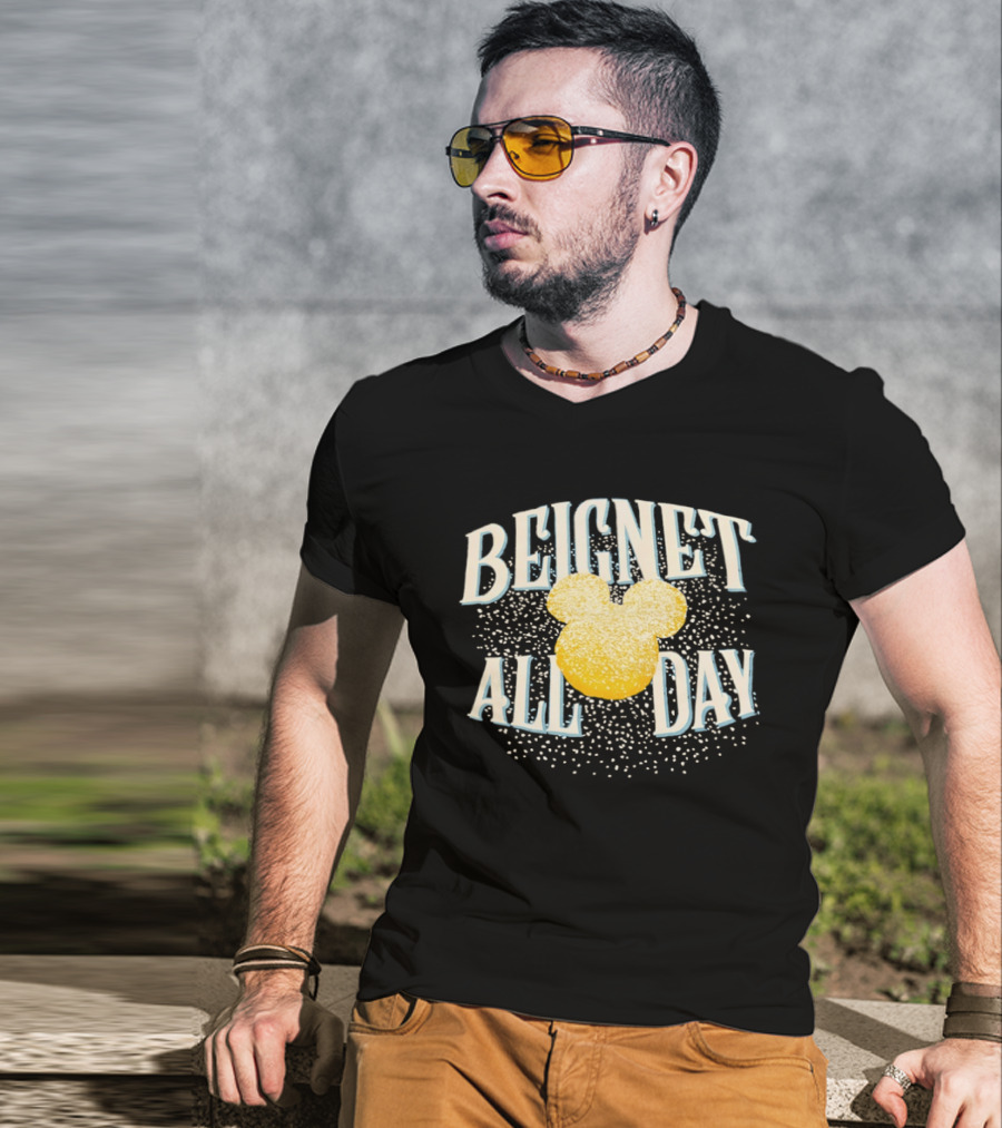 Disney Beignet All Day Mickey Mouse Powdered Sugar Delight T-Shirt