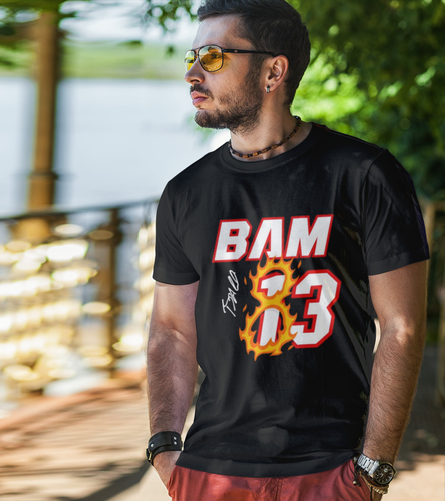 Bam Adebayo Miami Heat BAM 13 Flaming Signature T-Shirt