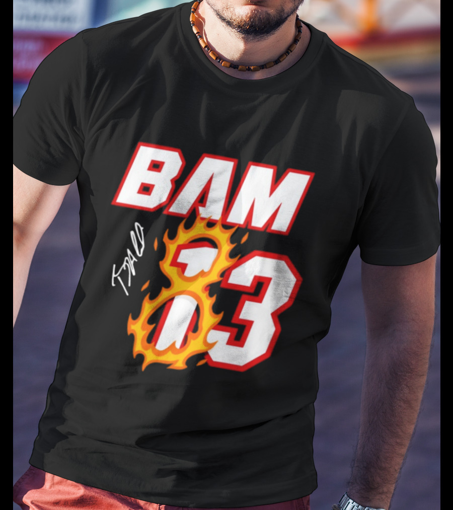 Bam Adebayo Miami Heat BAM 13 Flaming Signature T-Shirt